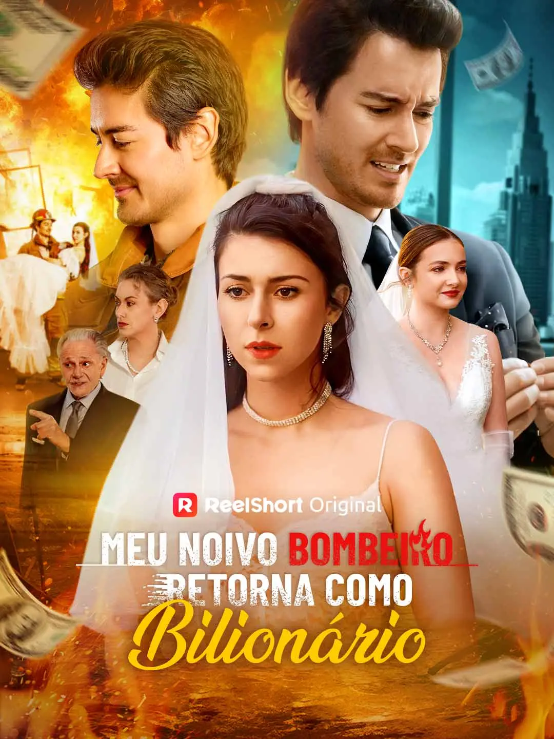 Capa da minissérie Meu Noivo Bombeiro Retorna Como Bilionário